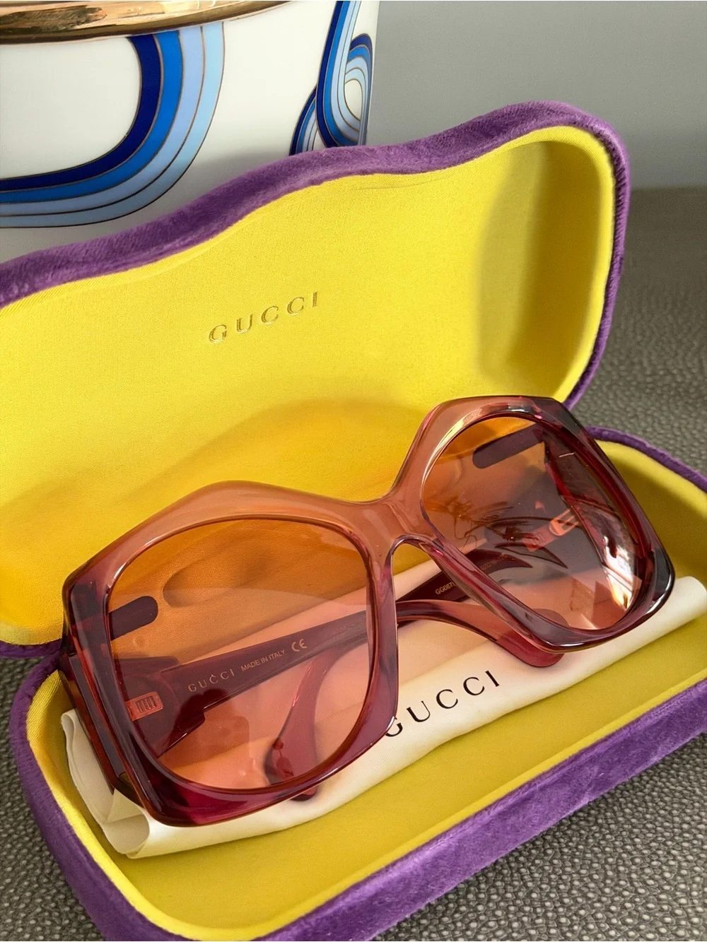 Gucci Women’s Gradient Orange-Red Oversized Square Sunglasses